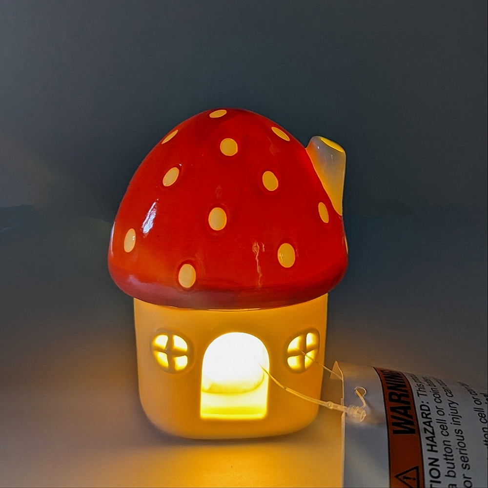Target Spritz Easter Mushroom Pink House Light Up Ceramic Bunny Spring Decor